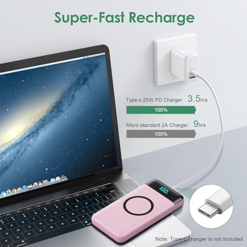 Ultra-High Capacity 30,800 m Ah Wireless Power Bank – 15 W Fast Charging & 25 W PD QC4.0 – Smart LED Display with 4 Outputs & 2 Inputs – Versatile USB-C External Battery Pack for i Phone, Samsung & More – Travel-Ready Charging Solution in Sleek White Finish