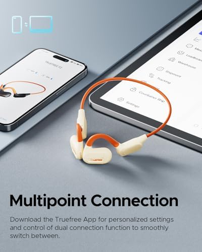 truefree F2 Open Ear Bluetooth 5.3 Sport Headphones – Wireless Air Conduction Earbuds with 16.2 mm Enhanced Bass, Dual Mic for Clear Calls, 15-Hour Playtime, Multipoint Connection, and App Control for Ultimate Compatibility and Performance