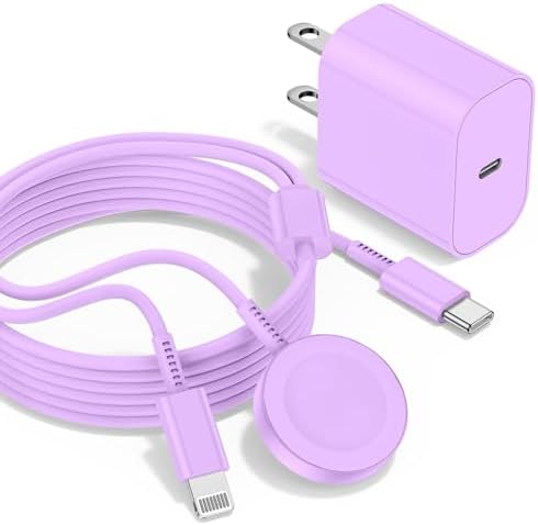 Revolutionary 2-in-1 USB C Charger for i Phone and Apple Watch – 6 ft Magnetic Fast Charge Cable with 20 W Power Adapter – Stylish Blue Design for Optimal Portability and Efficiency