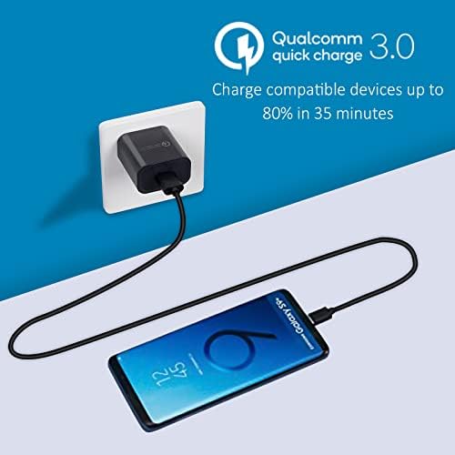 Ultra-Fast 18 W Quick Charge 3.0 Adaptive Wall Charger with 5 ft Type C Cable – Ultimate Power Solution for Samsung Galaxy A Series, S Series & Note Models – Efficient, Lightweight, and Versatile Charging for On-the-Go Connectivity