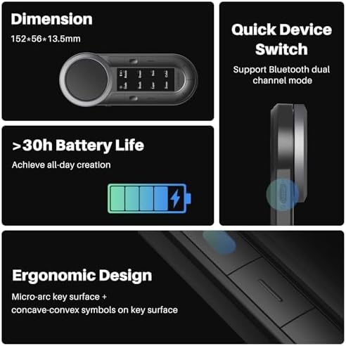 Revolutionize Your Creative Workflow with the HUION Keydial Mini Bluetooth Programmable Keypad – 5 Anti-Ghosting Keys and 18 Custom Shortcuts for Effortless Control on Drawing Tablets, PC, Mac Book, and More – Ultimate Wireless Flexibility and Ergonomic Comfort