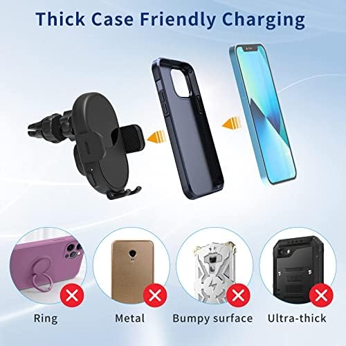 SUPERNIGHT 15 W Qi Wireless Car Charger with Auto-Clamping Phone Holder – Fast, Secure Charging for i Phone, Samsung, Huawei & One Plus – Versatile Mounting for Dashboard and Air Vent – Ultimate Convenience for Hands-Free Driving