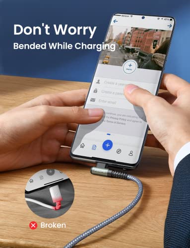 AINOPE Right Angle USB C Cable – 2-Pack (10 ft + 10 ft) Fast Charging 3.1 A Nylon Braided Charger for Enhanced Device Compatibility, Ideal for Gaming and Multitasking, Durable Black Design