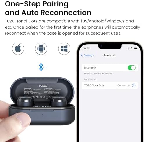 TOZO T12 Advanced Wireless Earbuds – Bluetooth 5.3 Noise Cancelling Headphones with ENC Mic, Unmatched 55-Hour Playtime, App-Customizable EQ, IPX8 Waterproof Protection, LED Display for Optimal Sound Experience – Perfect for Music Lovers and Active Lifestyles
