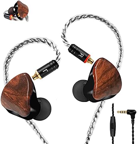 Premium Dual Driver In-Ear Monitors – High-Fidelity Wired Earbuds with MMCX Detachable Cables, Noise-Isolating Design for Musicians & Athletes – Stylish Wood Grain Finish, Ultimate Comfort & Compatibility