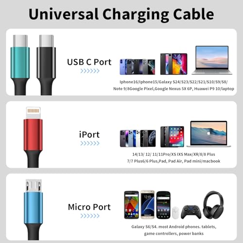 Revolutionary 240 W USB C to Lightning Multi-Charging Cable – 5 FT 4-in-1 Design with Integrated LED Indicator for i Phone 16/15/14/13, Laptops, and More – Ultimate Fast Charging Solution with Enhanced Compatibility for All Devices