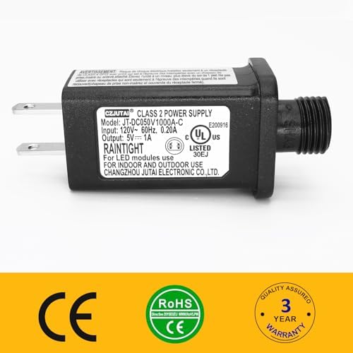 Versatile Low Voltage LED Driver CZJUTAI JT-DC050 V1000 | Weatherproof IP44 Power Adapter for Fairy Lights, Projector Lighting, and String Light Applications | Enhanced US/CA Plug Compatibility for Reliable Performance and Easy Setup