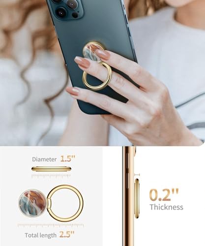 Blue Butterfly Marble Pattern Cell Phone Ring Stand – 360° Rotating Finger Holder for Secure Grip and Versatile Kickstand, Compatible with All Smartphones Including i Phone and Samsung Galaxy, Perfect for Magnetic Car Mounts