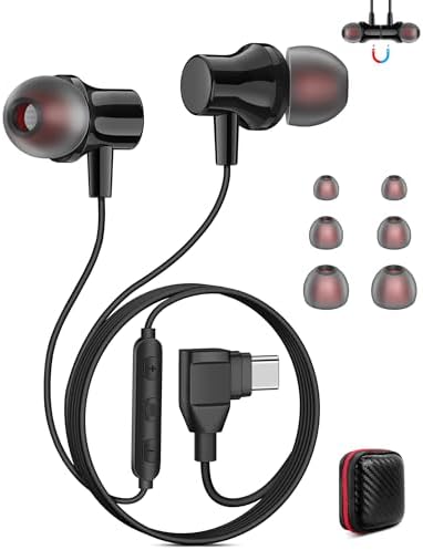 Jiunai USB-C Wired Earbuds: Superior Noise-Isolating In-Ear Headphones for i Phone 16, Samsung Galaxy, and More | Ergonomic Design with Magnetic Connector | Customizable Fit with Multiple Ear Tips (S, M, L) | Built-in Microphone for Clear Hands-Free Calls | Perfect for Music, Gaming, and Daily Use