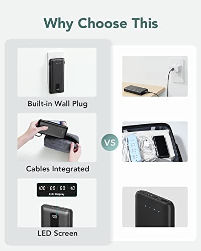 Ultimate Charmast 10,000 m Ah Portable Power Bank with Integrated Cables & Wall Plug – Fast Charging Essential for i Phone 16/15/14/13, Samsung, i Pad, and More – Unmatched Convenience for Travelers and On-the-Go Professionals