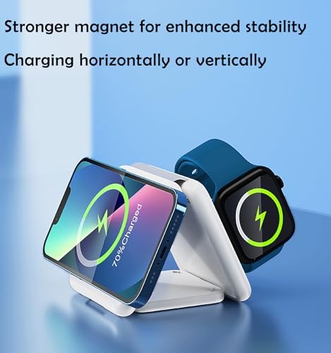 Revolutionize Your Charging Routine with the 3-in-1 Mag-Safe Charging Station – 20 W Fast Wireless Dock for Seamless Power Delivery to i Phone 15/14/13/12/11, Air Pods Pro/2/3, and Apple Watch Ultra/8/7/6/5/4/3/2/SE – Compact Design, Enhanced Compatibility, and Safety Features for Ultimate Convenience