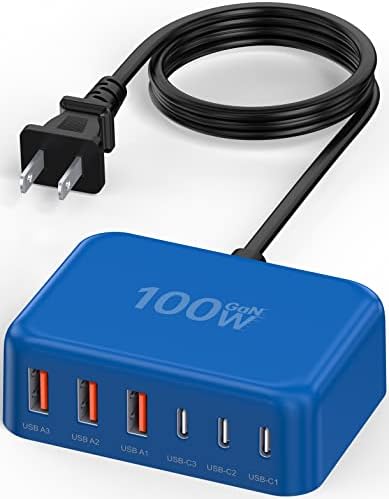 Ultimate 125 W USB-C Multi-Device Charging Station: 6-Port Fast Charger with Ga N Technology for i Phone, i Pad, Apple Watch, Galaxy S23 & More – Compact Power Hub for Home & Office Efficiency