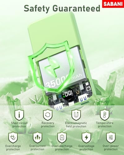 SABANI 35,000 m Ah Portable Power Bank – All-in-One Fast Charging Solution with 4 Built-in Cables for Seamless Device Compatibility – Ideal for i Phone 15, 14, 13, and Android Smartphones – Sleek Green Design for Ultimate Portability and Style – Perfect for Travel and Daily Use – Never Run Out of Power Again!