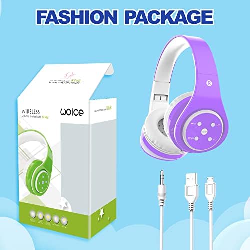 Safe & Stylish Kids Bluetooth Headphones – Foldable Over-Ear Design with Volume Limiting for Optimal Hearing Protection (85/110 d B), Wireless & Wired AUX Compatibility, Built-in Microphone for Hands-Free Calls, Perfect for School, Travel & Everyday Use, Durable Noise Isolation for All Devices