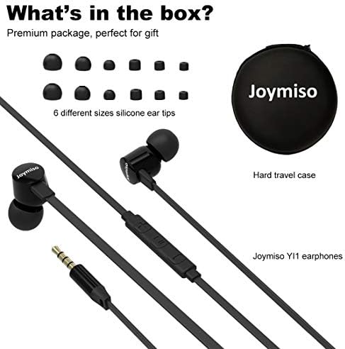 Joymiso Kids and Small Ears Tangle-Free Earbuds – Comfortable Lightweight In-Ear Headphones with Microphone and Volume Control, Perfect for Gaming and Studying, Includes Durable Case for Easy Storage and Enhanced Compatibility with Cell Phones and Laptops