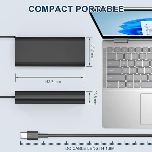 High-Performance 130 W USB-C Laptop Charger for Dell XPS & Precision Models – Fast Charging AC Adapter for Ultimate Compatibility with XPS 15/17, Latitude, and Precision Series – CE/FCC/Ro HS Certified Power Supply with 30-Day Money-Back Guarantee and 12-Month Warranty – Ideal Replacement for OEM Chargers