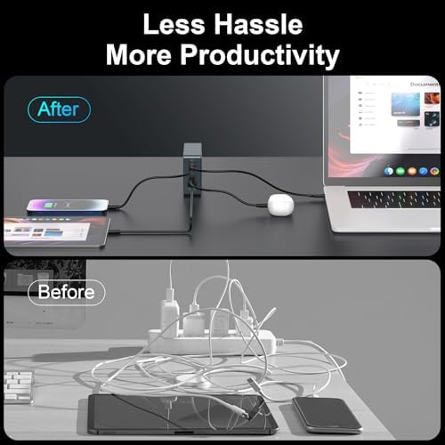 285 W Ga N Fast Charging Hub – 6-Port USB-C Power Station with Dual 100 W PD for Lightning-Fast Device Charging – Compact & Travel-Friendly Design with 100 W Cable Included – Perfect for i Phone 16, Mac Book, Samsung Galaxy & More