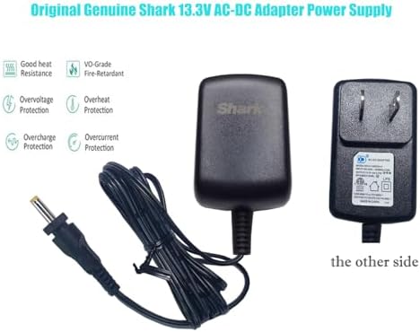 Genuine Shark 13.3 V 0.75 A AC/DC Charger for Ultra Cyclone Pet Pro CH951 & Plus – OEM Power Supply for Cordless Handheld Vacuums with Fast Charging Capability – Durable and Safe Solution for Enhanced Cleaning Performance