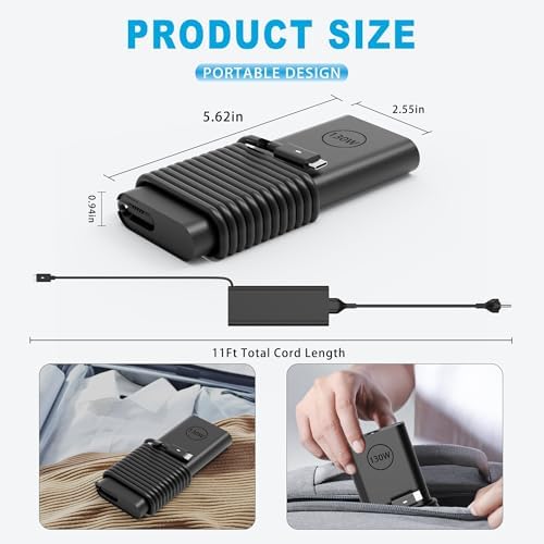 High-Performance 130 W USB-C Dell Laptop Charger – Ultimate Compatibility for XPS 15, Precision 5570, Latitude Series – Fast Charging Power Supply with 100-240 V Input for Enhanced Efficiency and Reliability – Ideal Replacement Adapter for Your Dell Devices – Exceptional Customer Service Included