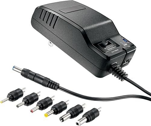 Insignia Universal AC Adapter with USB Charging Port (NS-AC1200-C) – Innovative Multi-Voltage Power Supply with Interchangeable Tips for Ultimate Compatibility and Fast Device Charging, Ideal for Laptops, Tablets, and More