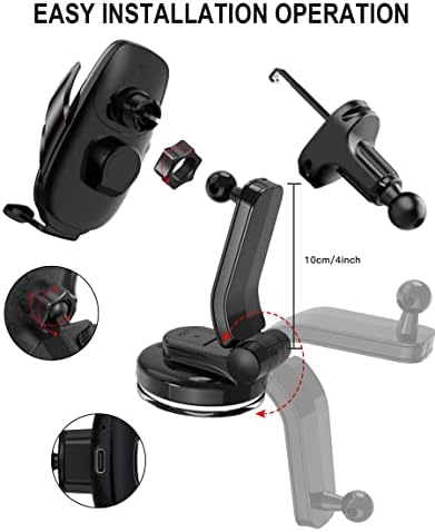 Effortless Fast Charging Wireless Car Mount – 15 W Intelligent Auto-Clamping Qi Charger for i Phone & Android Smartphones – Versatile 360-Degree Rotation Holder for Seamless Navigation – Ultimate Convenience in Car Accessories