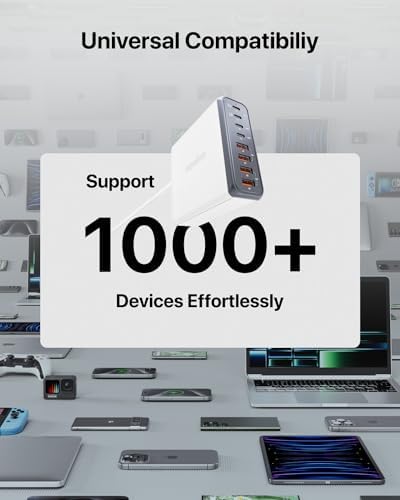 Ultimate 140 W USB-C 8-Port Fast Charging Station – Portable Ga N Power Adapter for Mac Book Pro/Air, i Phone 15/Pro, Galaxy & More – Compact Travel Charger with 65 W Laptop Support for Effortless Device Management and Efficiency