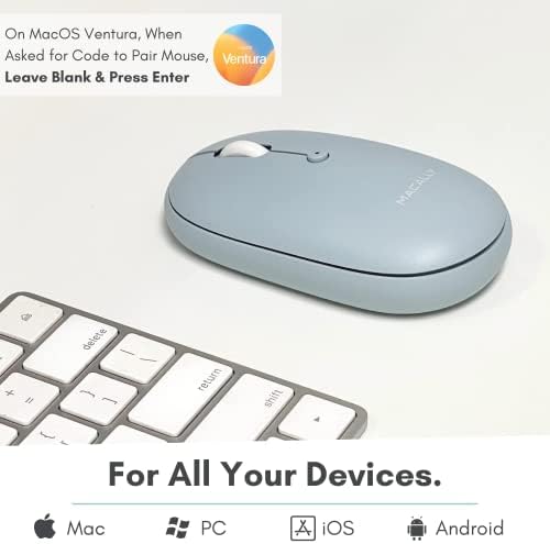 Sleek Macally Wireless Bluetooth Mouse – Rechargeable, Ergonomic Design for Mac & PC – Ultra-Quiet Clicks Perfect for Home, Office & Travel – Enhanced Compatibility with Mac Book Air/Pro, i Mac & Windows Laptops – Experience Comfort & Efficiency in Every Click