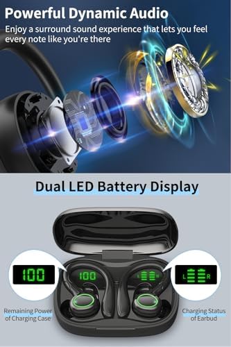 Premium Wireless Earbuds with 60 Hours Playback | Bluetooth 5.3 Noise Cancelling Headphones | IPX6 Waterproof Design for Active Lifestyles | LED Battery Indicator & Dual Mics for Clear Calls | Ultimate Comfort & Audio Quality for Music, Sports, and Daily Use