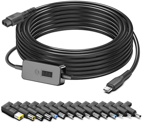 Advanced Multi-Voltage USB-C to DC Charging Adapter with 15 Connector Options and Real-Time LED Voltage Display – Safe and Versatile Power Solution for Laptops, Tablets, Cameras, and More – Supports 36 W to 100 W Outputs for Maximum Compatibility Across Devices from Dell, Lenovo, HP, ASUS, and More – Ideal for Home, Office, and Travel with 1.2 m Cable Length and 3-Year Warranty for Peace of Mind