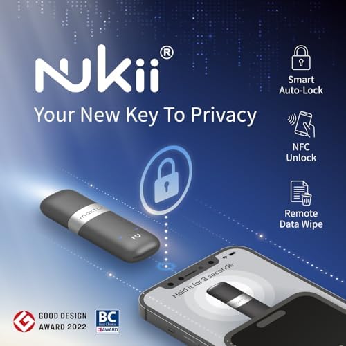 Maktar Nukii 64 GB Encrypted Flash Drive – Ultimate NFC Security USB with Write Protect Feature | Your Trusted Data Locker & i Phone Security Key for Crypto Phrase Storage | High-Speed, Portable, and Durable Solution for Sensitive Information Protection
