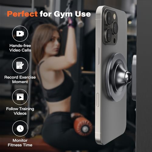 Premium A2 C All-Metal Magnetic Phone Holder for Mag Safe – Ultimate Gym Companion for i Phone 12-16, Featuring Dual Magnet Technology, Portable Design, and Stylish Durability – Perfect Workout Essential Gift for Fitness Enthusiasts