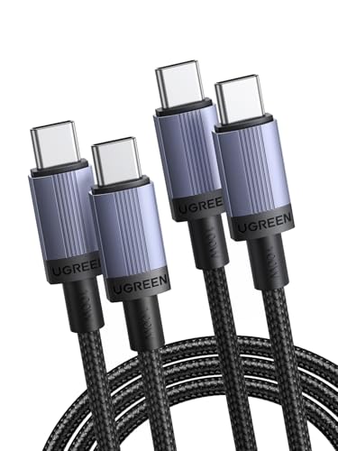 UGREEN 100 W USB-C Cable 2-Pack – High-Speed 6.6 FT Type C Charger for i Phone 16/15/14, Mac Book Pro/Air, Samsung Galaxy S25/S24/S23, i Pad Pro/Air, Google Pixel 9/8, Nintendo Switch, and Air Pods – Premium Braided Durability with 480 Mbps Data Transfer for Enhanced Device Compatibility