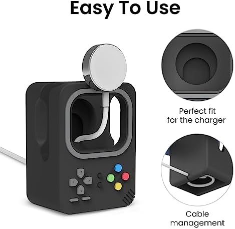 Delidigi Silicone Charging Dock for Apple Watch – High-Speed, Secure and Portable Stand for Ultra, SE2, Series 8-1 (49 mm-38 mm) – Stylish Dark Grey Design Ensuring Stability and Effortless Charging Convenience