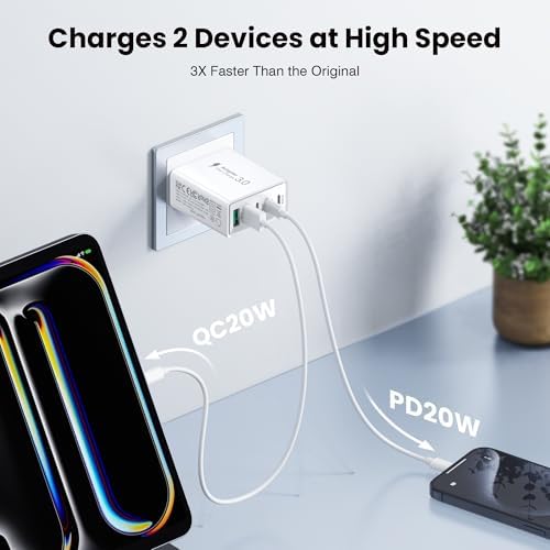 40 W USB-C Power Hub Duo: Versatile Fast Charging Station with 4 Ports for i Phone, i Pad, Air Pods & Apple Watch – Compact Travel Charger with Safety Features for Efficient Device Charging