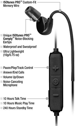 ISOtunes PRO Bluetooth Earplug Headphones – OSHA-Compliant 27 d B Noise Reduction, 10-Hour Battery Life, and Noise Cancelling Mic for Ultimate Wireless Hearing Protection – Sleek Matte Black Design for Professionals in Noisy Environments