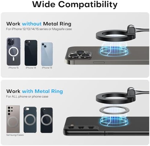 OMOTON 360°Rotating Magnetic Airplane Phone Holder Mount, for Magsafe Airplane Travel Essentials Accessories, Adjustable Foldable Universal Handsfree Phone Stand for iPhone 16 15 14 Pro Max – Enhanced Compatibility and Speed