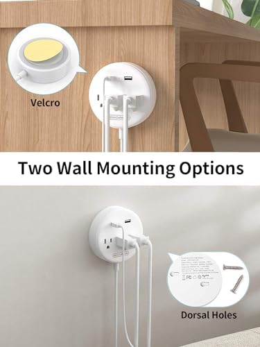 NTONPOWER 2 Prong Power Strip with 9.8 ft Extension Cord – Essential Wall-Mountable Solution for Non-Grounded Outlets with 3 AC Ports & 2 USB Charging Ports – Perfect for Modern Homes and Vintage Spaces