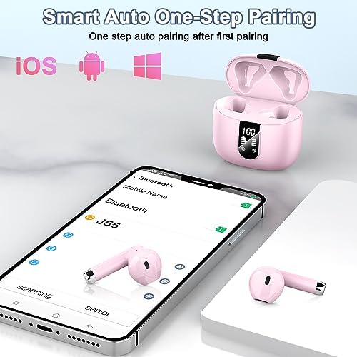 Ultimate Freedom: 2024 Bluetooth V5.4 Noise Cancelling Wireless Earbuds with IP7 Waterproofing, 40-Hour Battery Life, Dual LED Display, and Enhanced Call Clarity for Android/i OS – Chic Green Design for Active Lifestyle