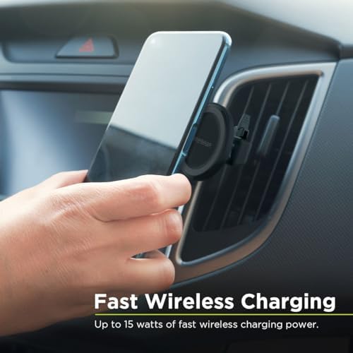 Mag Safe Compatible Qi-Certified Fast Magnetic Wireless Car Charger for i Phone 15/14/13/12 – Powerful Qualcomm Charging with Dual Mount Options for Seamless Driving Experience – Sleek & Compact Design for Effortless Convenience