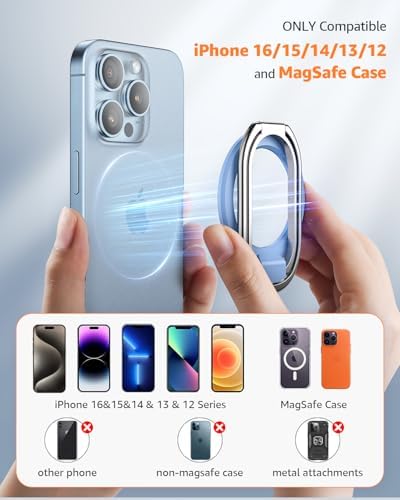 2025 SUPERONE Mag Safe Phone Ring Holder – Versatile Adjustable Magnetic Kickstand & Detachable Grip for i Phone 12-16 Series – Vibrant Purple for Enhanced Wireless Charging & Effortless Hands-Free Functionality – Transform Your Smartphone Use with Style and Practicality