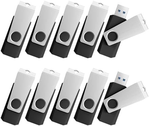 TOPESEL 10 Pack 16 GB USB 2.0 Flash Drives – Sleek Swivel Design for Effortless Data Transfer and Enhanced Compatibility – Ideal for Personal and Professional Use – Reliable Portable Memory Sticks in Classic Black – Perfect for Backups, File Sharing, and On-the-Go Storage