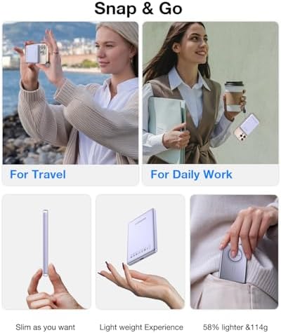 Magnetic Wireless Power Bank 5000 m Ah for i Phone 12-16 Series – Qi2 Certified 15 W Fast Charging with Ultra-Slim Design and Dual Device Capability – Perfect for Travel, Camping, and Daily Use – Includes Innovative Lanyard Data Cable and Comprehensive 12-Month Warranty