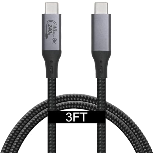 10-Foot USB4 Cable for Ultimate Connectivity – Thunderbolt 3 & 4 Compatible, 20 Gbps Speed, 8 K HD Support, 240 W Fast Charging – Versatile Link for High-Performance Devices and Seamless Workflow