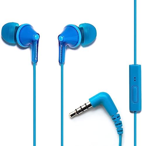 Panasonic Ergo Fit Wired Earbuds with Integrated Microphone – Custom-Fit Earpieces (S/M/L) for Enhanced Comfort – High-Quality Sound for Phones & Laptops – 3.5 mm Jack – Sleek Matte Black Design – Ideal for Calls, Music, and Video Conferencing – Durable Lightweight Construction for All-Day Wear – Perfect Companion for i Phone, Android, and Blackberry Users