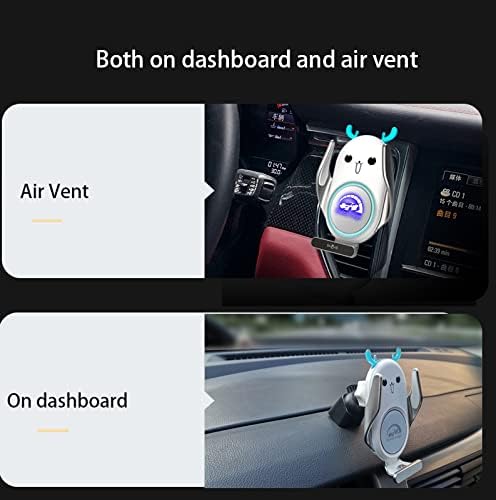 Charming Deer-Themed Wireless Car Charger Mount – 15 W Fast Charging with Auto-Clamping for i Phone & Samsung – Versatile Dashboard and Air Vent Installation – Ultimate Universal Phone Holder for Seamless Connectivity and Style