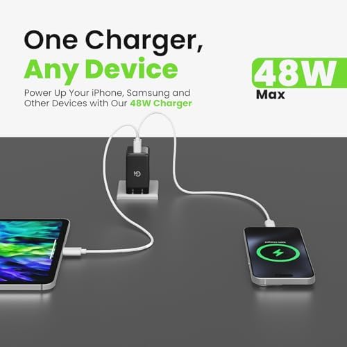 Maximize Charging Efficiency with GEARit 48 W Dual-Port USB C Wall Charger – Innovative Ga N Technology for Ultra-Fast Power Delivery to Apple, Samsung, i Phone, i Pad & Google Pixel – Compact & Travel-Friendly Design with Universal Device Compatibility and Smart Safety Features for Hassle-Free On-the-Go Charging