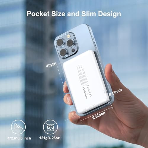 Magnetic Wireless Power Bank for i Phone 16/15/14/13/12 | 5000 m Ah Fast Charging Battery Pack with USB-C Cable | Ultra-Slim & Lightweight Design for Easy Portability | Advanced Safety Features for Reliable On-the-Go Power Solutions