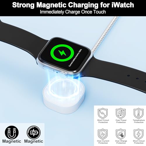 Maximize Device Efficiency with the 10 FT 4-in-2 Multi Charging Cable: Unmatched USB C & Lightning Compatibility for i Phone 15/14, Galaxy S23, and Apple Watch – Experience 100 W Fast Charging with Innovative 90-Degree Connector for Effortless Connectivity Across All Your Gadgets