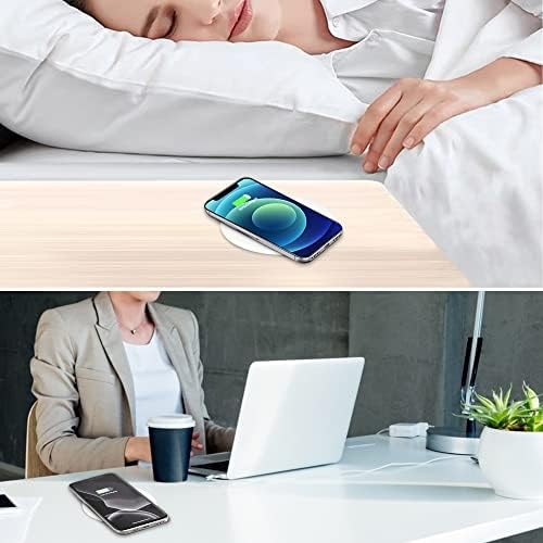 Sleek Wireless Charging Pad for Desk by JE Make IT Simple – Fast Qi-Enabled Charger for i Phone 16/15/14/13/12, Samsung, and Air Pods – Grommet Design for Clutter-Free Workspaces with Overcharge Protection and Elegant Black Finish