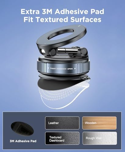 Beeasy for MagSafe Car Mount Upgraded Vacuum Suction Dashboard Phone Holder, 360° Adjustable Foldable Car Mount for iPhone 16e 16 15 14 13 12 Pro Max, Fit for Gym/Smooth Surface, Black – Enhanced Compatibility and Speed